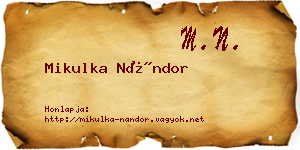 Mikulka Nándor névjegykártya